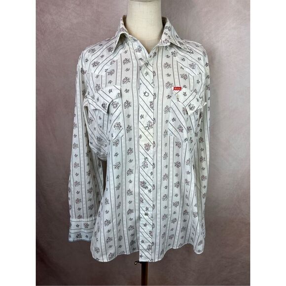 Vintage Floral Striped Ely Plains Pearl Snap - Picture 1 of 10